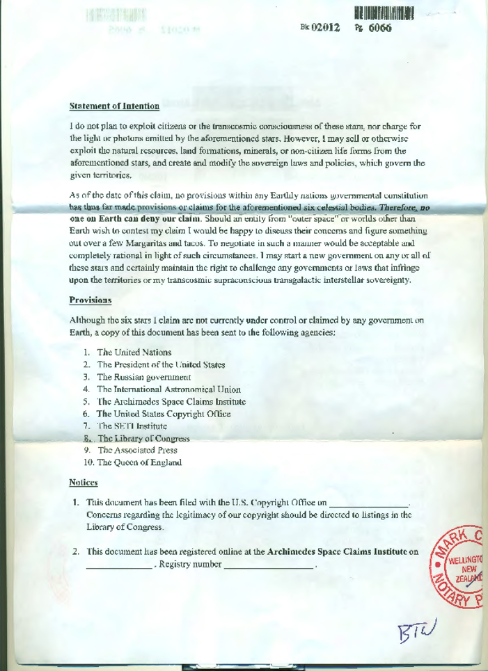Claim of ownership, continued.