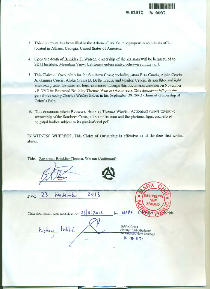 Claim of ownership, continued.