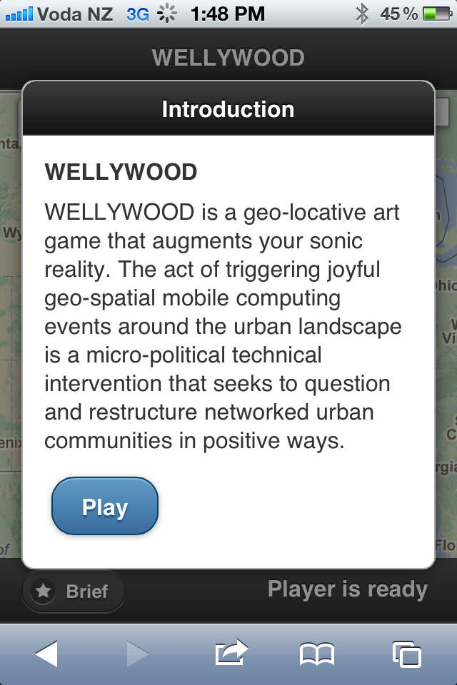 Wellywood — in-game introduction screen (iPhone).